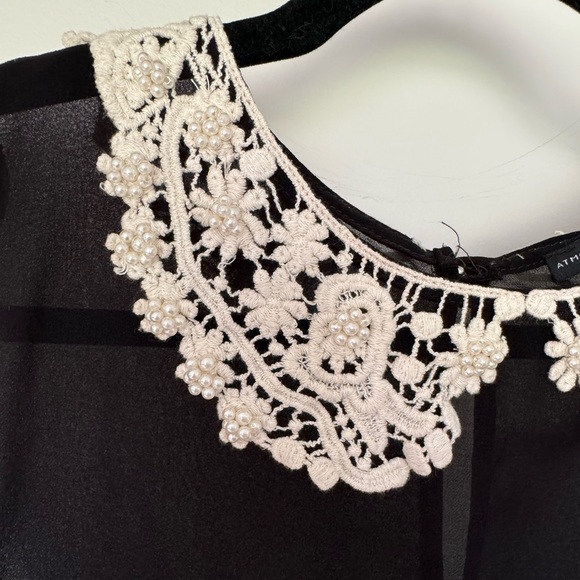 Atmosphere Sheer Lace Collared Blouse - Picture 3 of 8